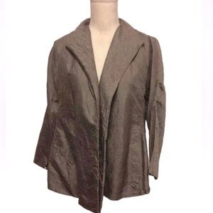 Eileen Fisher 3/4 sleeve silk jacket gray size small